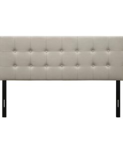 Full size Button-Tufted Headboard in Light Grey Taupe Beige Upholstered Fabric