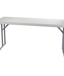 Steel Frame Rectangular Folding Table with Speckled Gray Top