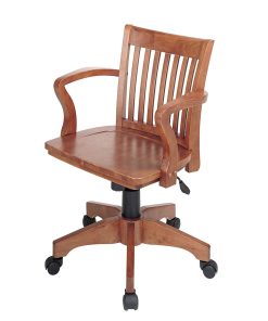 Classic Wooden Bankers Chair with Wood Seat and Arms