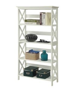Glossy White 5-Shelf Bookcase