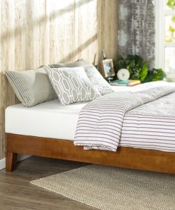 Twin size Low Profile Wooden Platform Bed Frame in Cherry Finish
